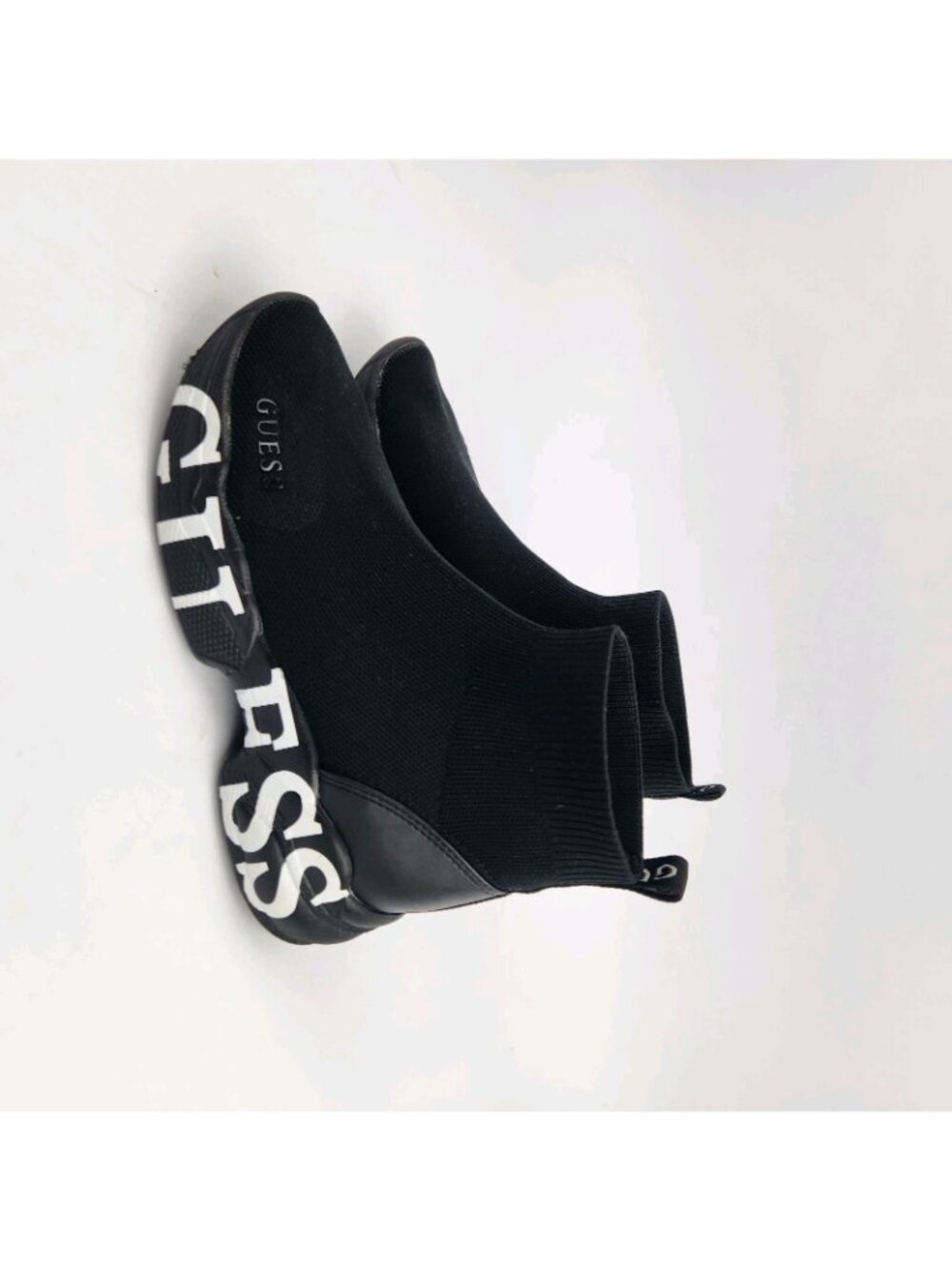 GUESS Black Sock Sneakers Size 5.5 High Top Knit Logo Athletic Running Shoes Wm - Picture 3 of 14